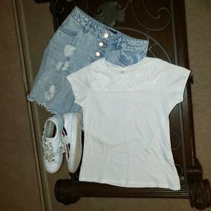 ♧ZARA GIRLS WHITE EMBROIDED TOP♧